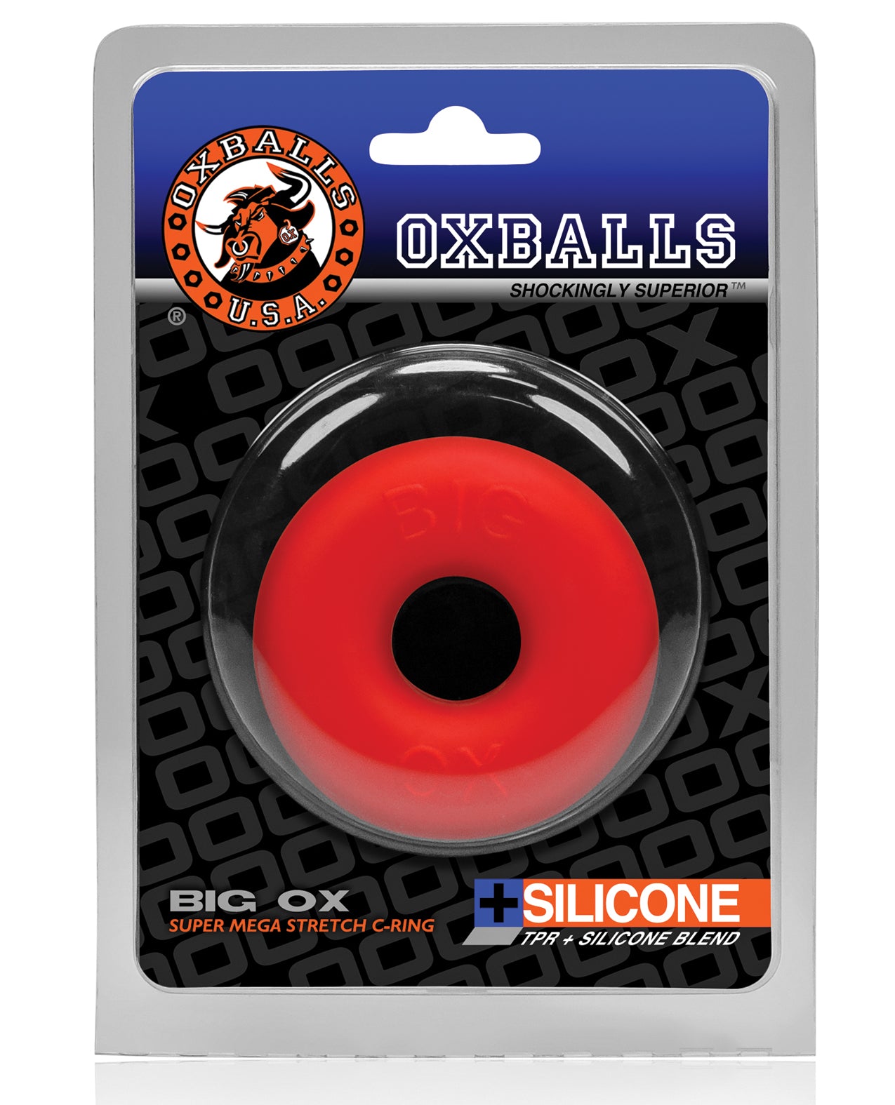 Oxballs Big Ox Cockring with Stretchy PLUS+silicone in Red Ice