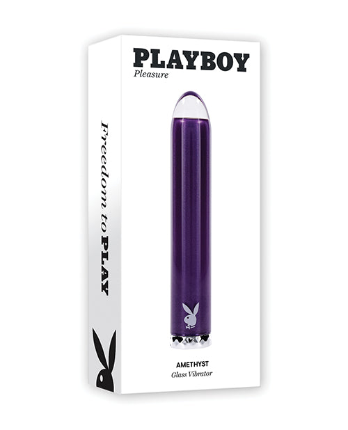 Playboy Stimulator Amethyst Vibrator Diamond-Pattern Base Glass Tip for Precise Stimulation