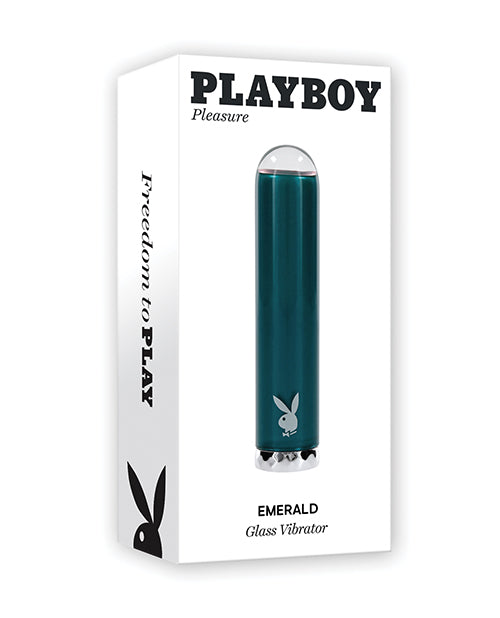 Playboy Bullet Vibrator with Rounded Glass Tip and Diamond-Pattern Base for Smooth Stimulation and Easy Grip