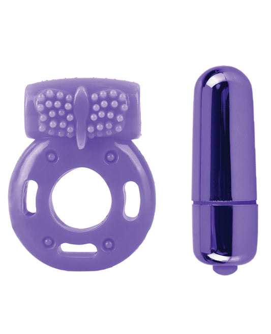 Neon Luv Touch Vibrating Couples Kit with Silicone Mini Rabbit - Purple