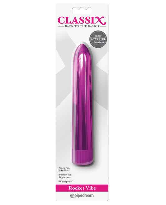 Classix Vibrators Metallic Pink 7-Inch Slimline Body-Safe Multi-Speed for Customizable Sensations