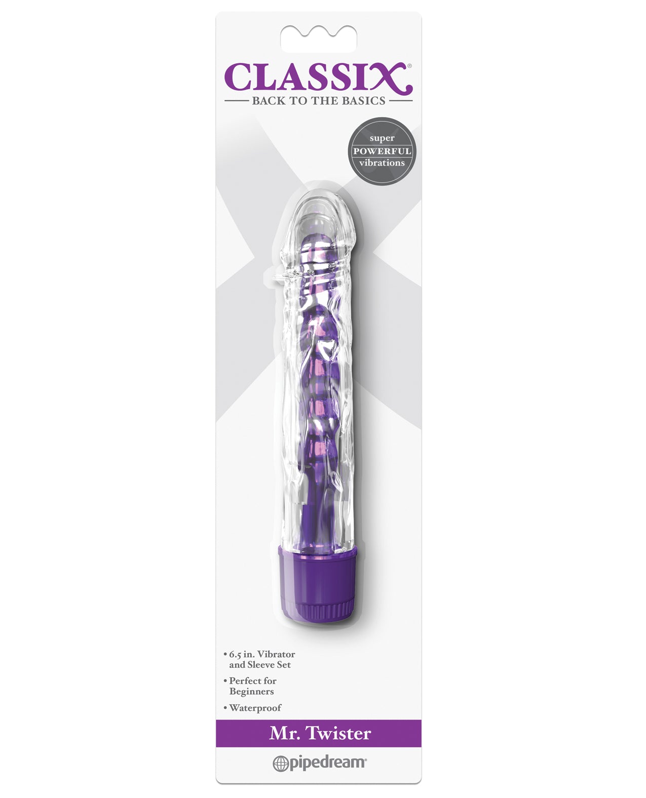 Classix Vibrator Crystal Clear Veiny Swirl Sleeve Metallic Interior for Intense Stimulation