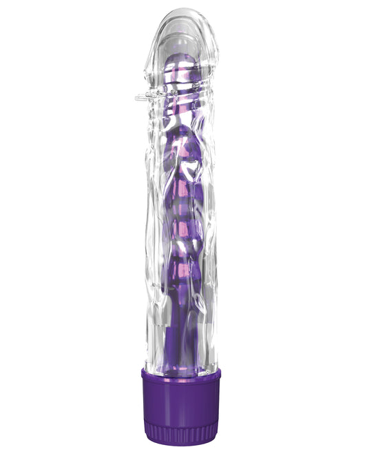 Crystal Clear Vibrator with Removable Swirl Sleeve and Veiny Texture