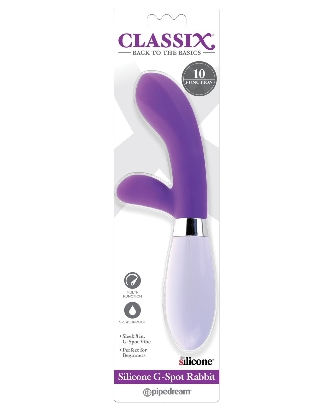 Classix Vibrators Silicone G-Spot Rabbit Dual Stimulation 10 Vibration Modes for Blended Pleasure
