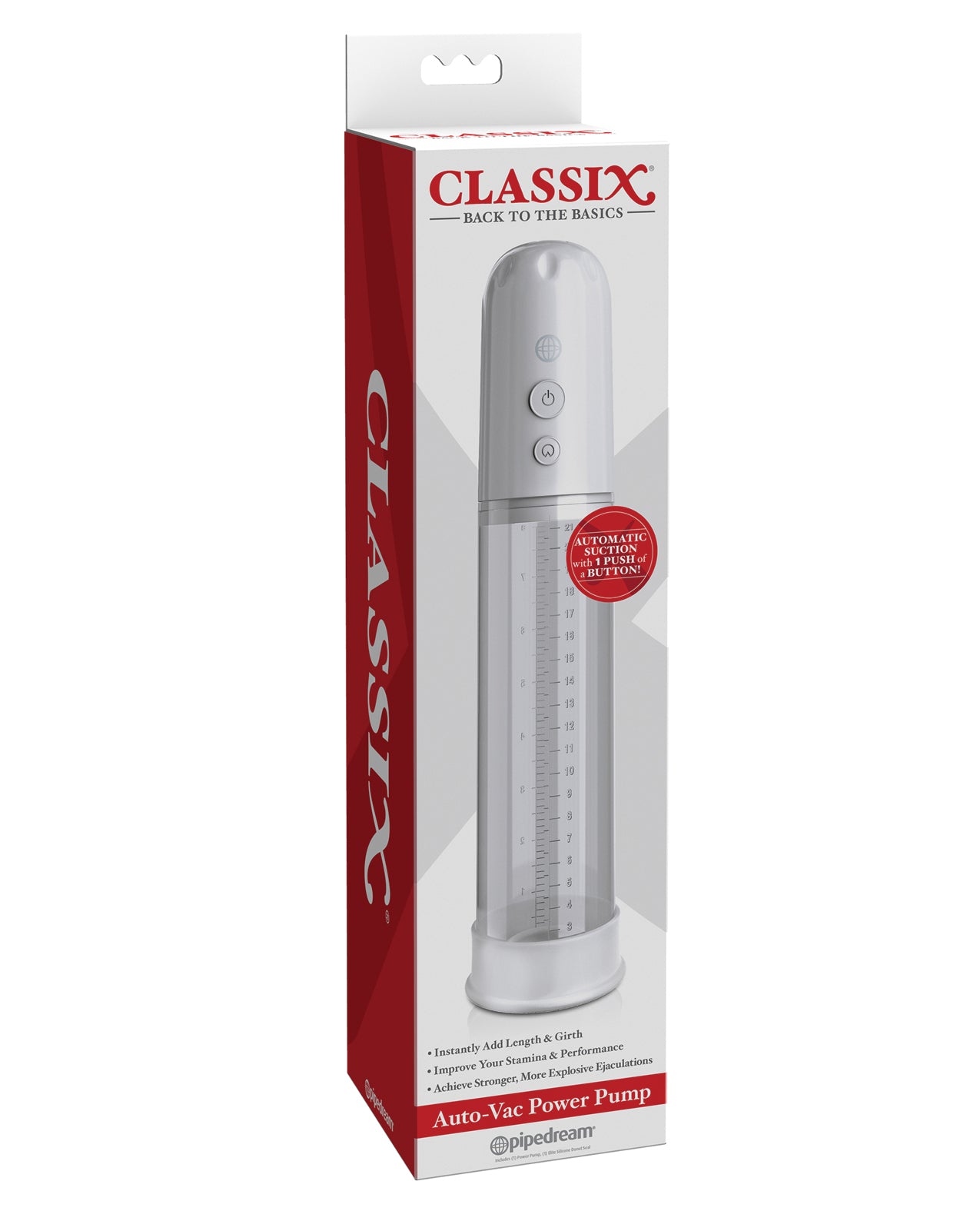 Classix Penis Enhancement Auto Vac Power Pump with Silicone Donut and Automatic Suction for Improved Male Performance
