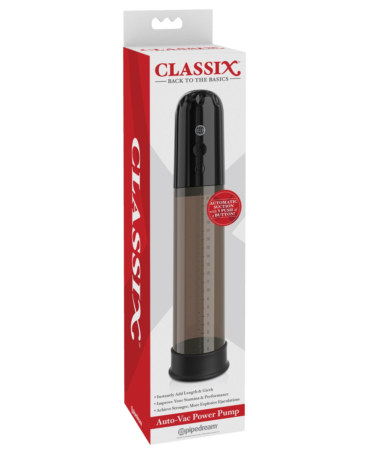 Classix Penis Enhancement Power Pump with Automated Suction and Elite Silicone Seal for Erectile Support
