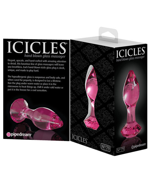 Hand-Blown Glass Diamond Butt Plug in Pink with Luxurious Detail