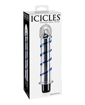 Icicles No. 20 Hand Blown Glass Vibrator Waterproof - Clear w/Blue Swirls