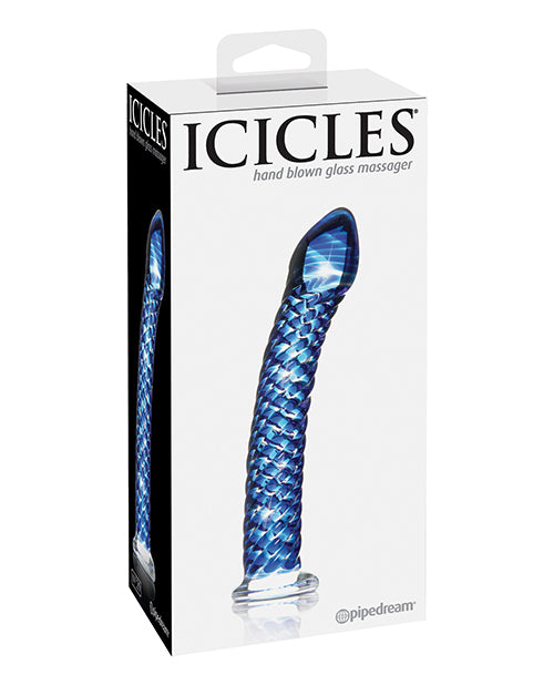 Icicles Hand Blown Glass Dildo with Ridged Texture and Clear Design for Sensation Play and Body-Safe Enjoyment