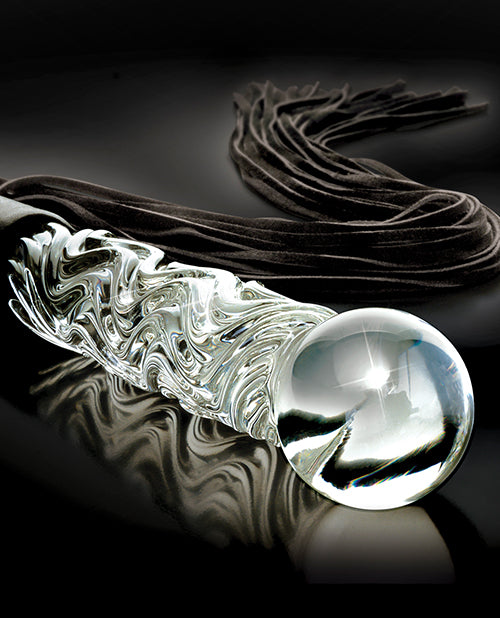Icicles Hand-Blown Glass Handled Flogger with Leather Tails