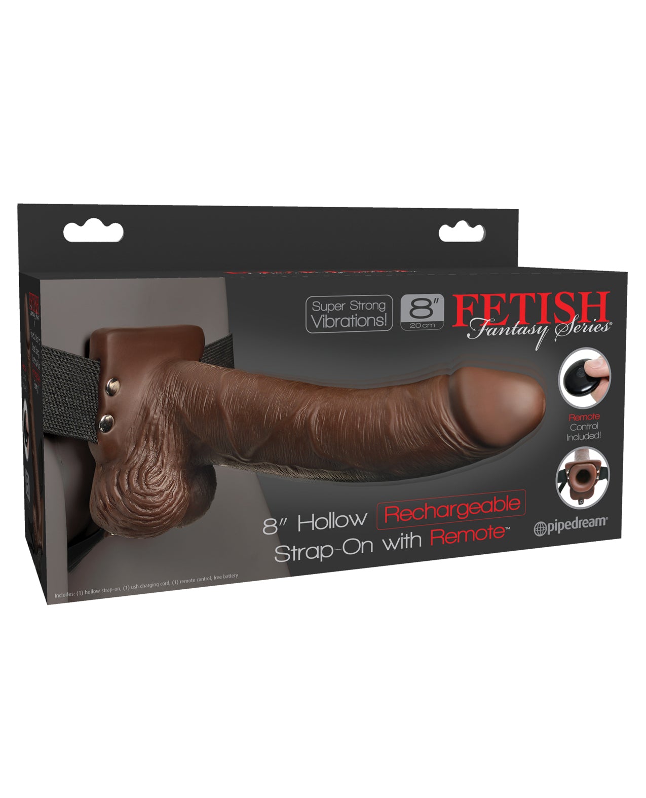 Fetish Fantasy Series Strap On Remote-Controlled Vibrating 7.5 Inch Hollow Dildo for Enhanced Intimate Play