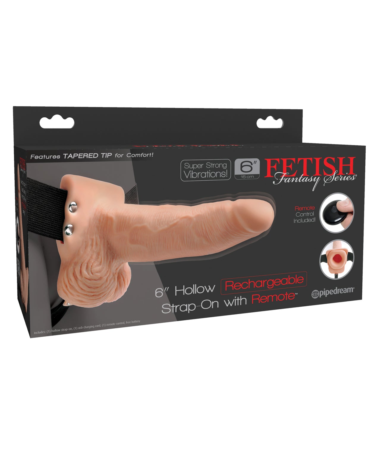 Fetish Fantasy Series Strap-On Rechargeable Hollow Dildo with Remote for Enhanced Pleasure and Couples Intimacy