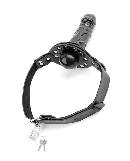 Deluxe Ball Gag with Dong – Adjustable Leather Bondage Restraint