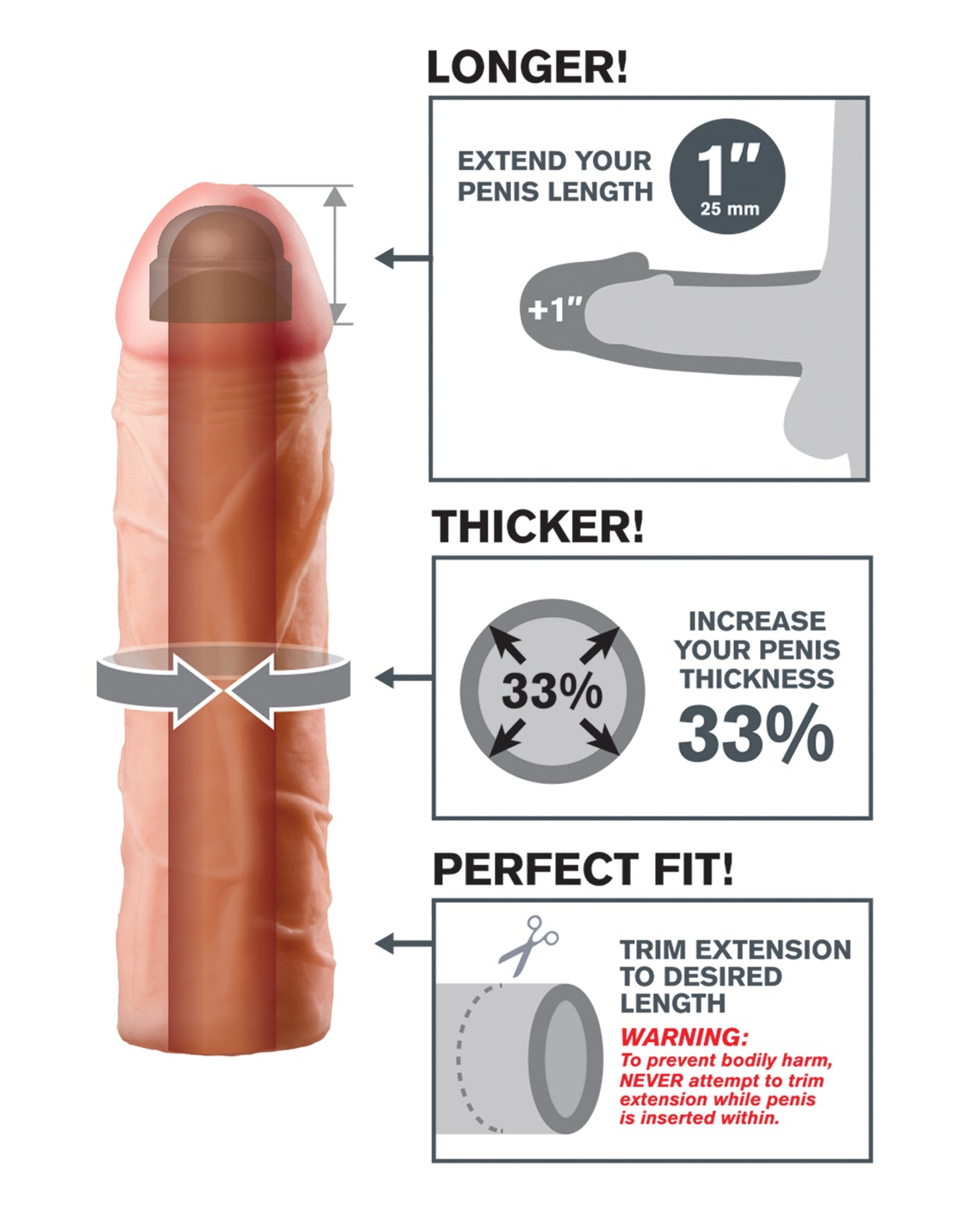 Customizable 1-Inch Fanta Flesh Penis Extension with Realistic Feel