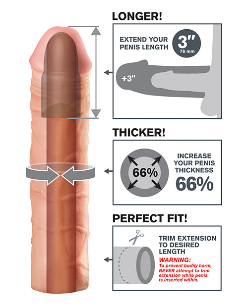 Mega 3" Extension Penis Enhancer with Customizable Fit - Flesh