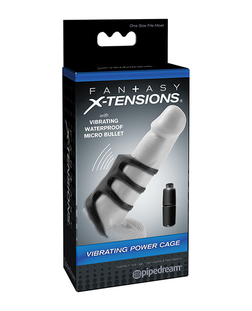 Fantasy X-tensions Penis Enhancement Vibrating Power Cage with Stretchy Rings and Micro Vibe for Enhanced Erection Support