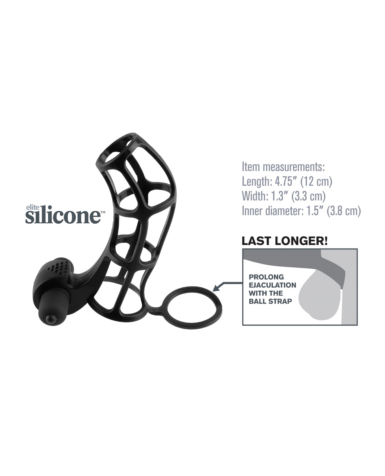 Deluxe Silicone Power Cage Black Penis Enhancement with Vibrating Stimulator