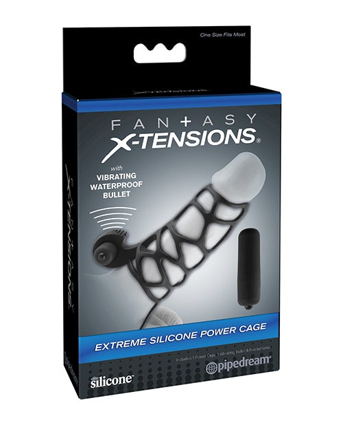 Fantasy X-tensions Penis Enhancement Silicone Power Cage with Vibrating Clitoral Stimulator for Prolonged Erections and Shared Intimacy