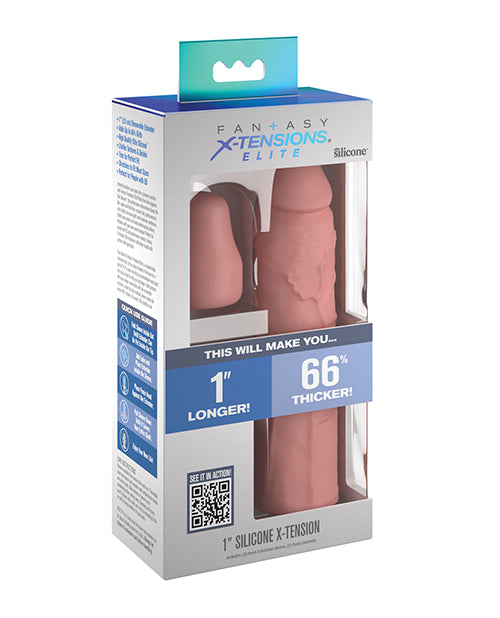 Fantasy X-tensions Penis Enhancement Sleeve with Silicone Material and Removable Plug for Added Length and Girth