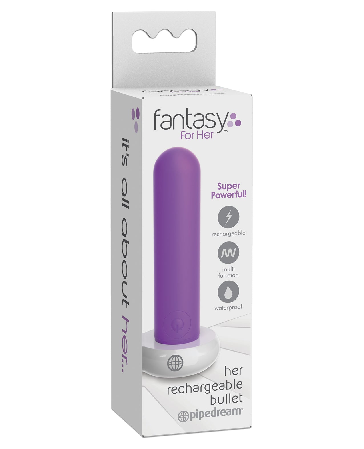 Fantasy For Her Bullet Vibrator Rechargeable Compact Design Multiple Vibration Patterns for Intense Clitoral Stimulation