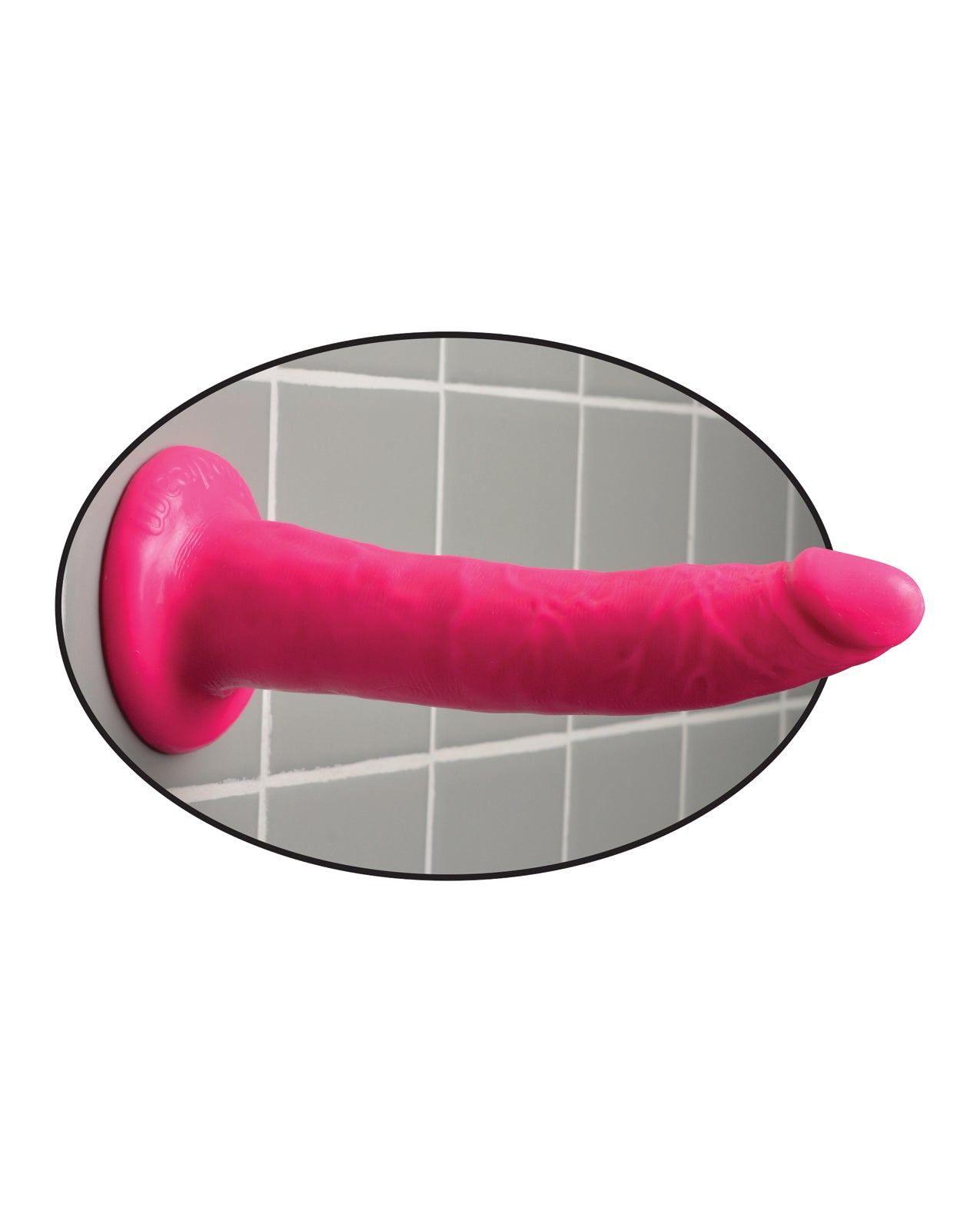7-Inch Slim Curved Dillio with Suction Base - Pink