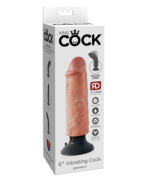 King Cock Vibrating Dildo Realistic Flesh Posable Shaft Suction Cup for Lifelike Pleasure