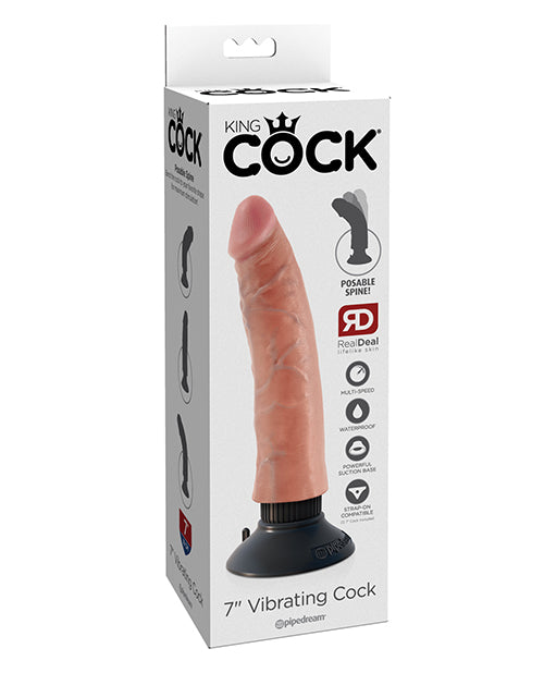 King Cock Vibrating Dildo Lifelike Detailing Adjustable Multi-Speed Suction Base for Realistic Pleasurable Play