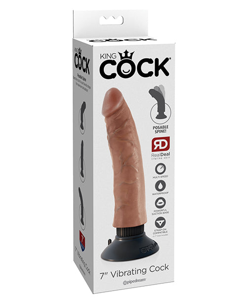 King Cock Vibrator realistic 7 inch posable shaft removable suction base for lifelike intimate stimulation