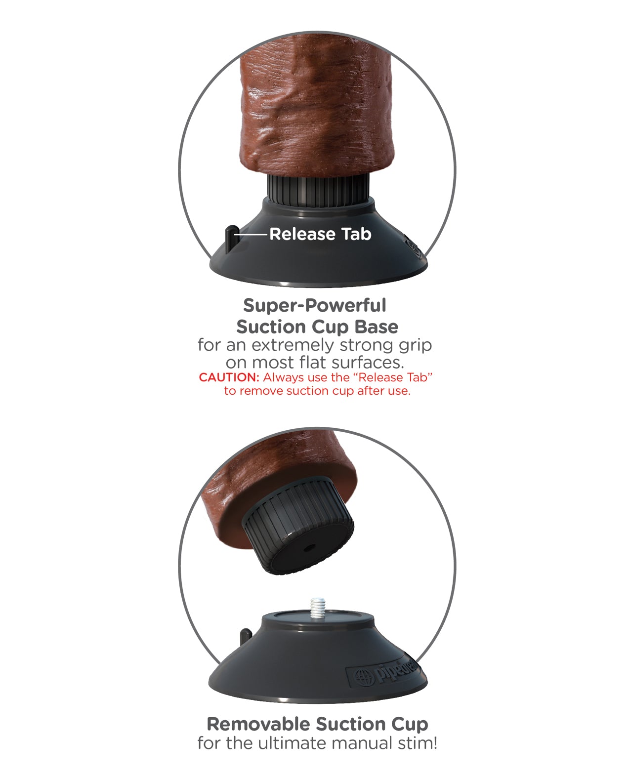 King Cock 8" Vibrating Realistic Dong with Posable Spine - Brown