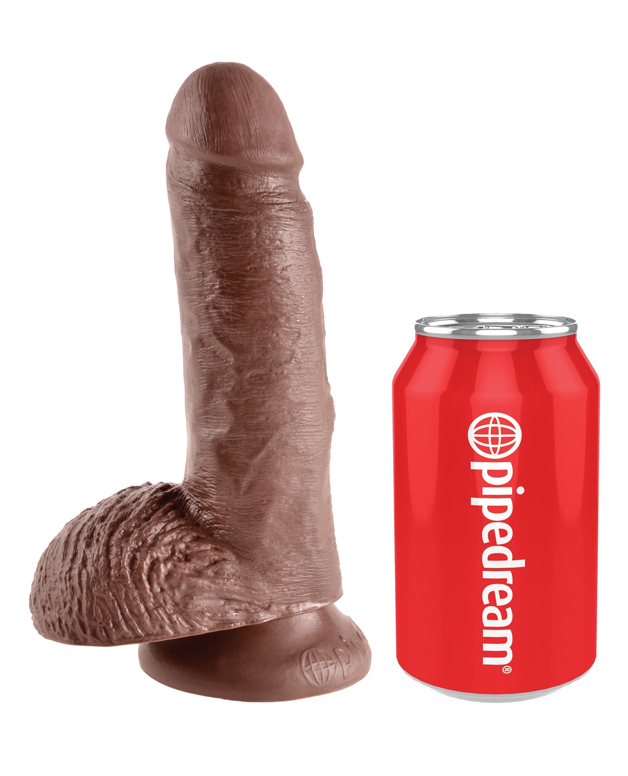 King Cock 7-Inch Brown Realistic Dildo with Balls and Suction Cup Base