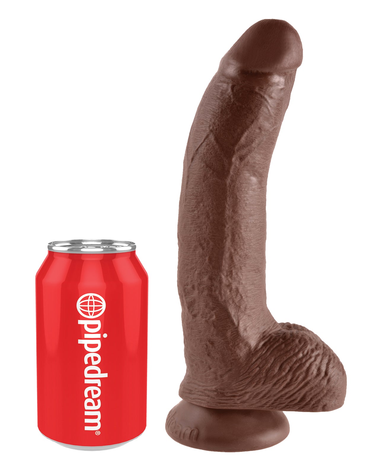 King Cock 9-Inch Realistic Dildo with Balls and Suction Cup - Brown
