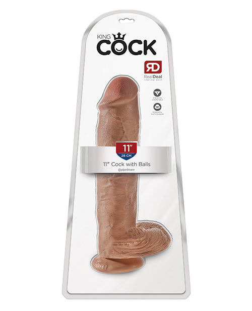 King Cock realistic dildo with balls, handcrafted veins, suction cup base for authentic solo or couples use
