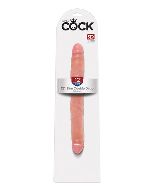 King Cock Double Dildo Slim 12 Inch Realistic Veined Texture for Lifelike Sensation