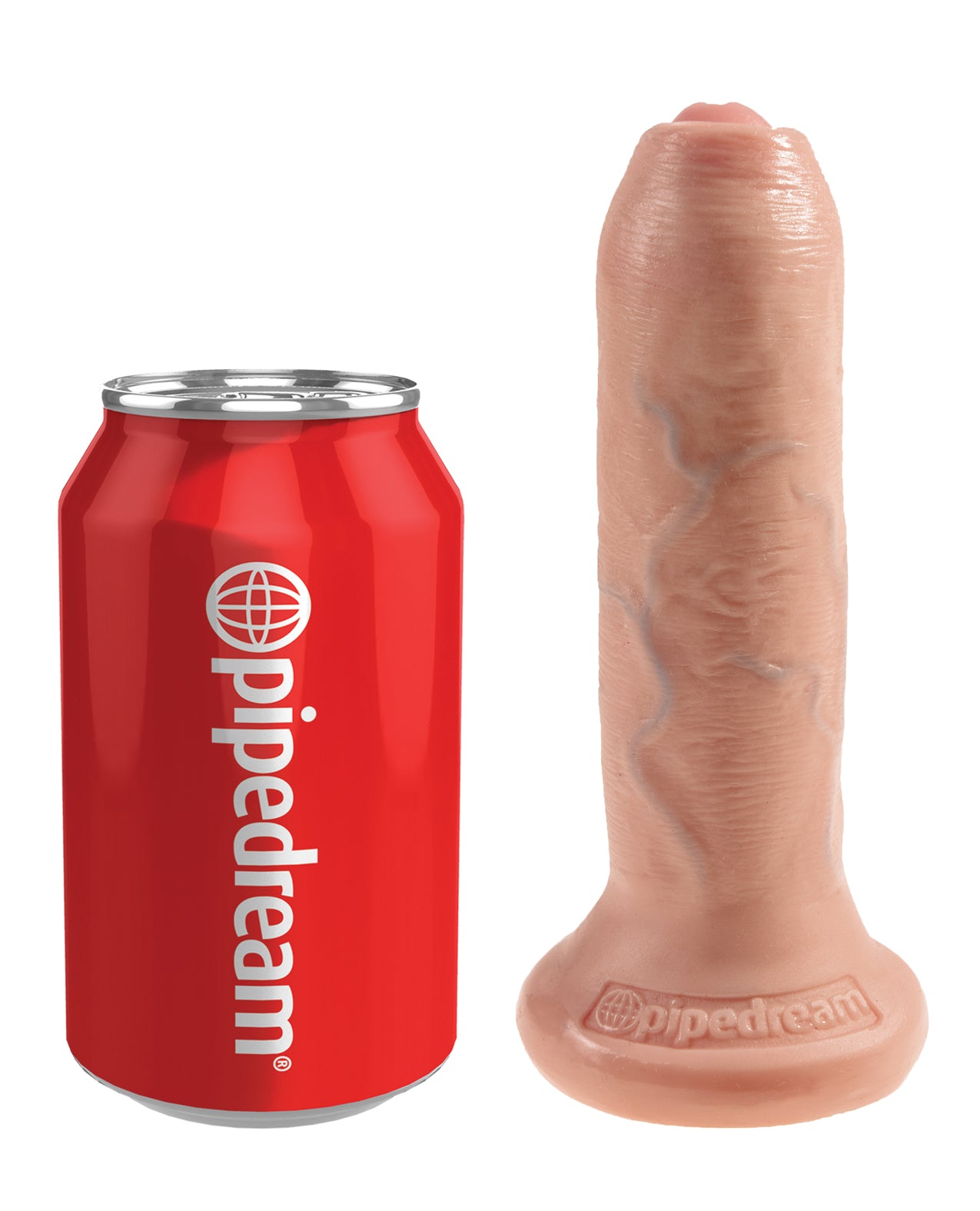 King Cock 6" Uncut Dildo with Movable Foreskin and Suction Base