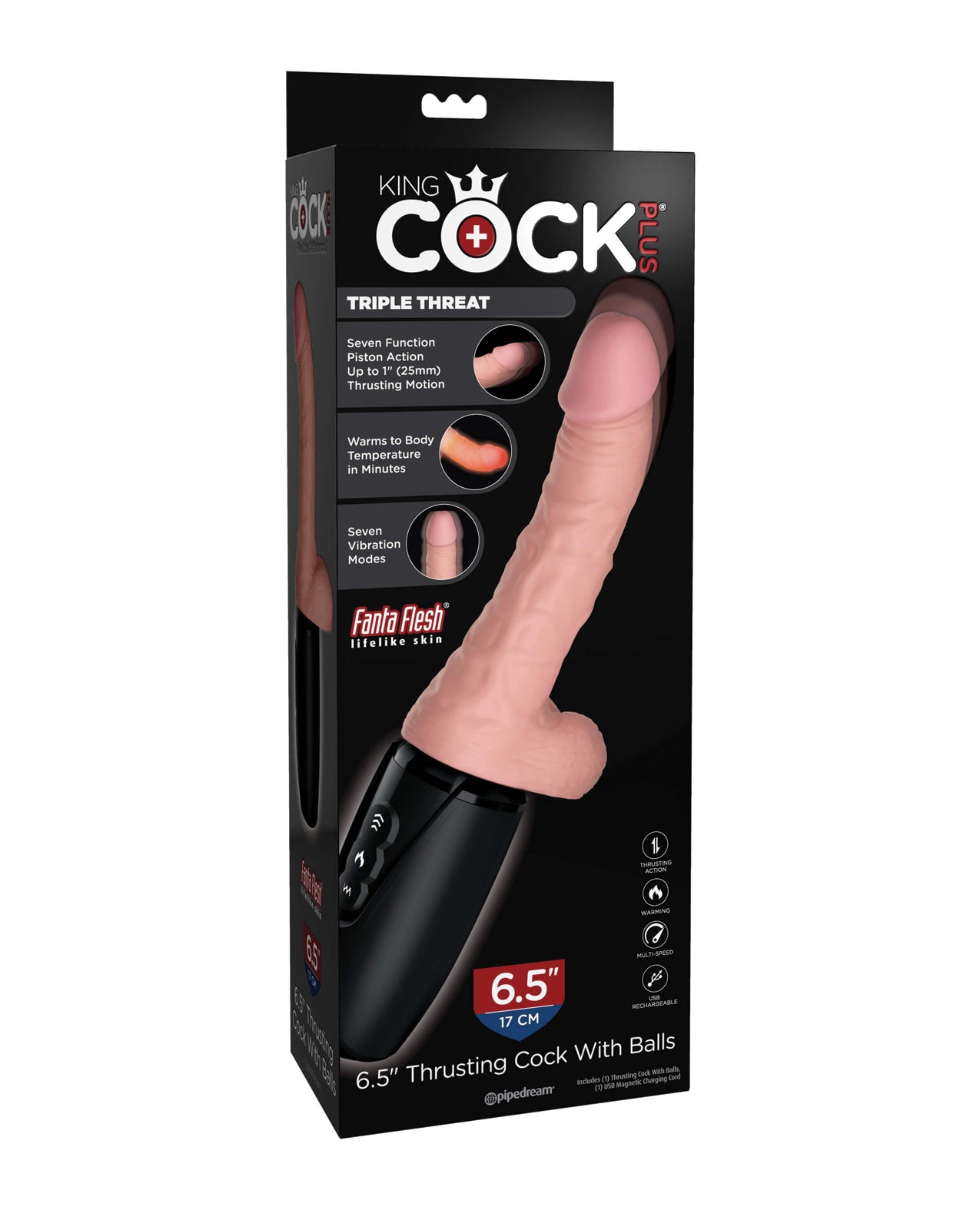 King Cock Vibrator 6.5 Inch Thrusting Function Warming Technology for Realistic Stimulation