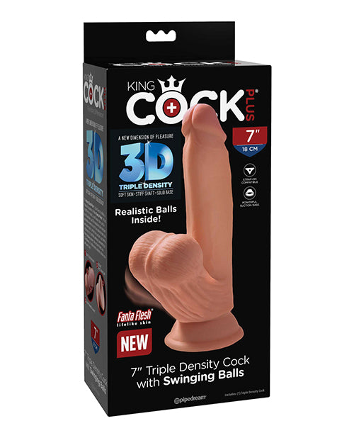King Cock Dildo Triple Density with Swinging Balls and Lifelike Texture for Realistic Stimulation