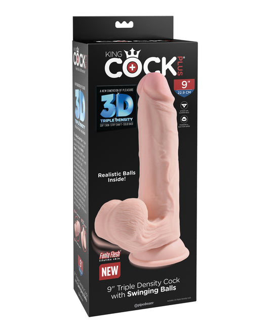 King Cock Dildo Triple Density Fanta Flesh Swinging Balls for Realistic Sensation and Visual Stimulation