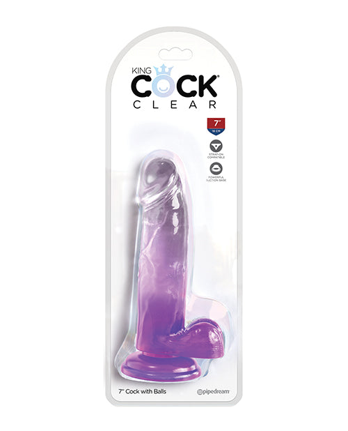 King Cock Dildo Clear Purple Lifelike Design Suction Base for Realistic Sensation