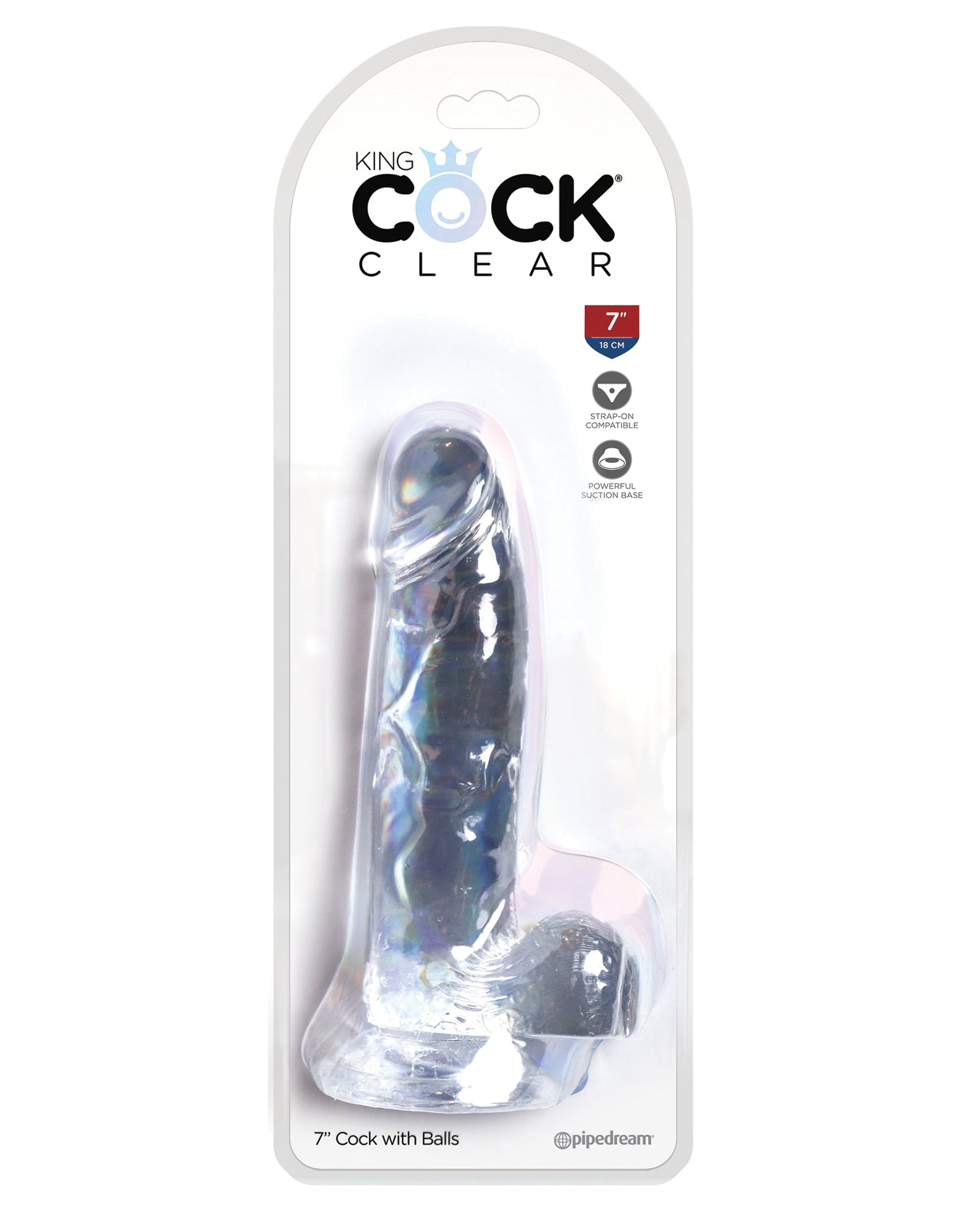 King Cock Dildo Clear 7-Inch Realistic Design Suction Cup Base for Hands-Free Pleasure