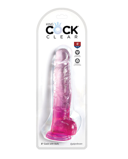 King Cock Dildo Translucent Pink Lifelike Veins Suction Cup Base for Versatile Pleasure