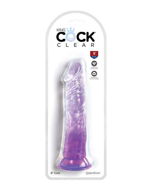 King Cock Purple Dong translucent lifelike veins strong suction base for hands-free and harness compatibility