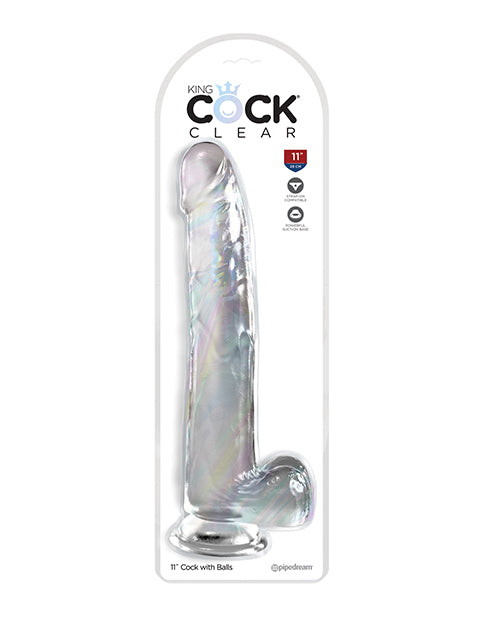 King Cock Realistic Dildo Transparent Flexible Shaft Suction Cup Base for Visual and Physical Intimate Play