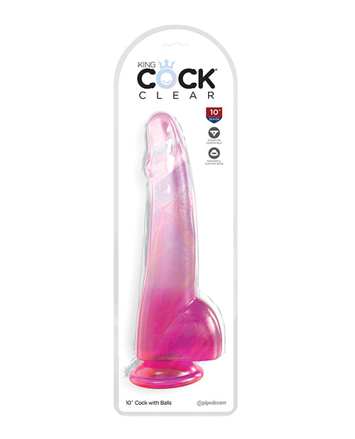 King Cock Dildo Translucent Pink with Suction Base and Lifelike Design for Visual and Physical Pleasure