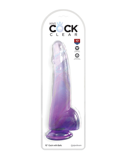 King Cock Dildo Translucent Purple Realistic Design Suction Base for Hands-Free Pleasure