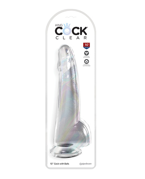 King Cock realistic dildo clear translucent 10-inch with suction cup for lifelike pleasure and hands-free use