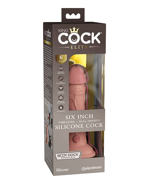 King Cock Elite Silicone Vibrator Dual Density with Powerful Vibrations and Suction Base for Realistic Stimulation