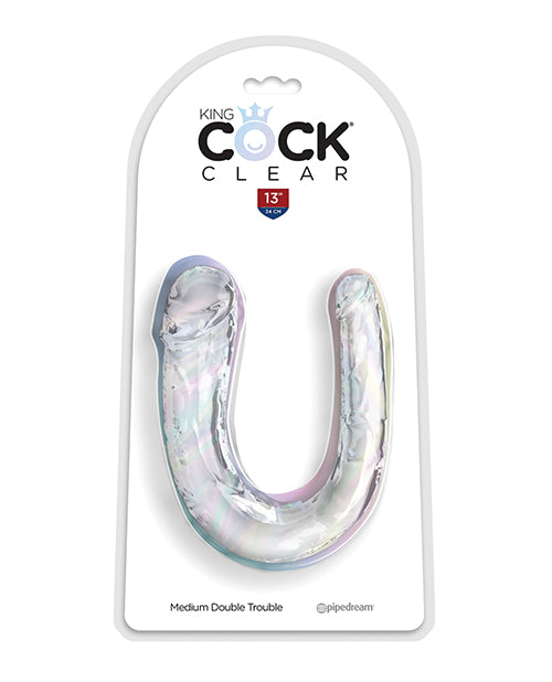 King Cock Double Trouble Dildo with Flexible Translucent Design and Realistic Details for Partner and Solo Play