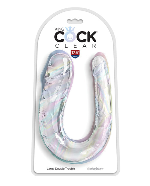 King Cock Double Trouble Dildo Transparent Dual-Ended Realistic Veins for Versatile Adult Pleasure
