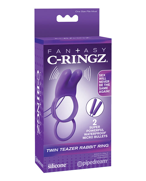 Fantasy C-Ringz Penis Enhancement Silicone Rabbit Ring with Dual Vibrating Bullets for Couples Intimate Stimulation