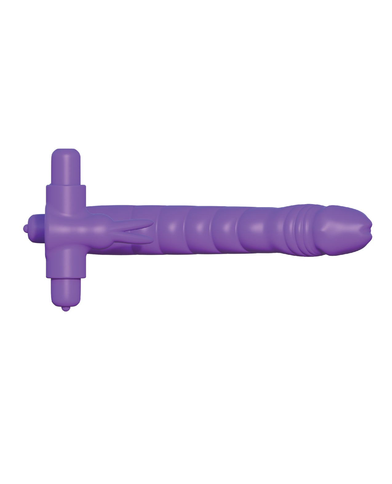 Silicone Double Penetrator Rabbit Vibrating Cock Ring with Clitoral Stimulator